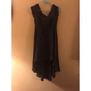 high low black off the shoulder dress